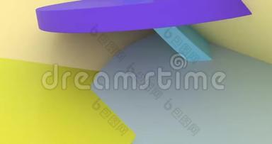 绿色背景上的彩色圆柱现代3d蓝色插图。蓝色背景。Cg动画。现代商业技术